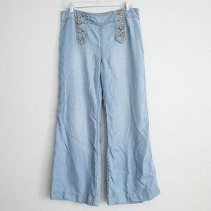 Anthropologie by Elevenses Light Wash High Waisted Wide Jeans